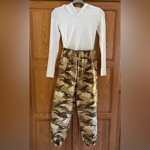 Revolution Tenth House Hip Hop Costume White Hooded Bodysuit w/ Camo Pants CL